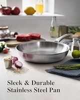 VocVoi Stainless Steel Pan Set, 8/10/12 Inch Stainless Steel Cookware Set, Frying Pan Set, PFOA&PTFE Free Tri-Ply Skillets, Chef's Pan Set, Dishwasher and Oven Safe, Induction Compatible — image 2