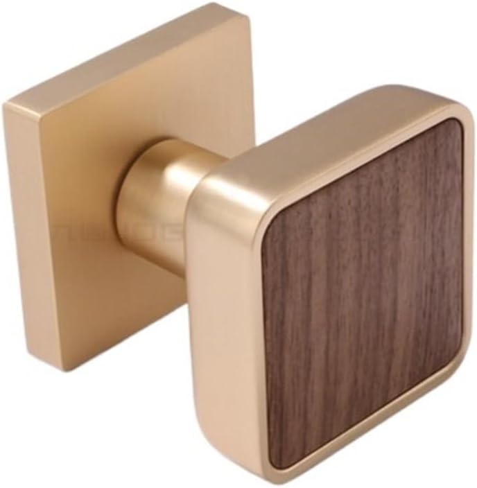 D26-1113 Square Solid Wood Magnetic Split Lock Bedroom Kitchen Bathroom Handle Simple Indoor Door Silent Door Lock(Gray Brushed 7255 Mechanical Mute)