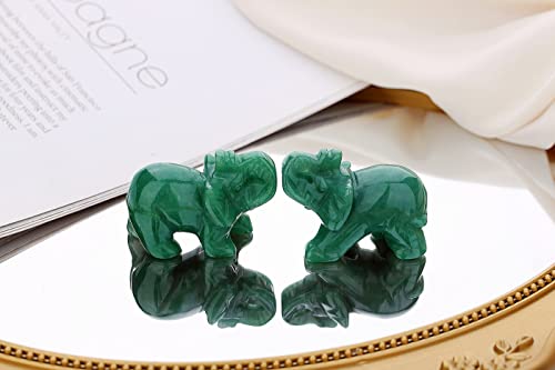 XIANNVXI Aventurine Crystal Elephant Ornament Figurine Statue Green Elehphant Green Ornament Decor 1.5" Cute Good Luck Gifts - Image 3