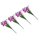 KICHOUSE Ramo de Flores de Violeta Artificiales de Plástico, 4 Piezas de 30 CM para Decoración en Fiestas y Hogar, sin Necesidad de Agua y Fácil Mantenimiento