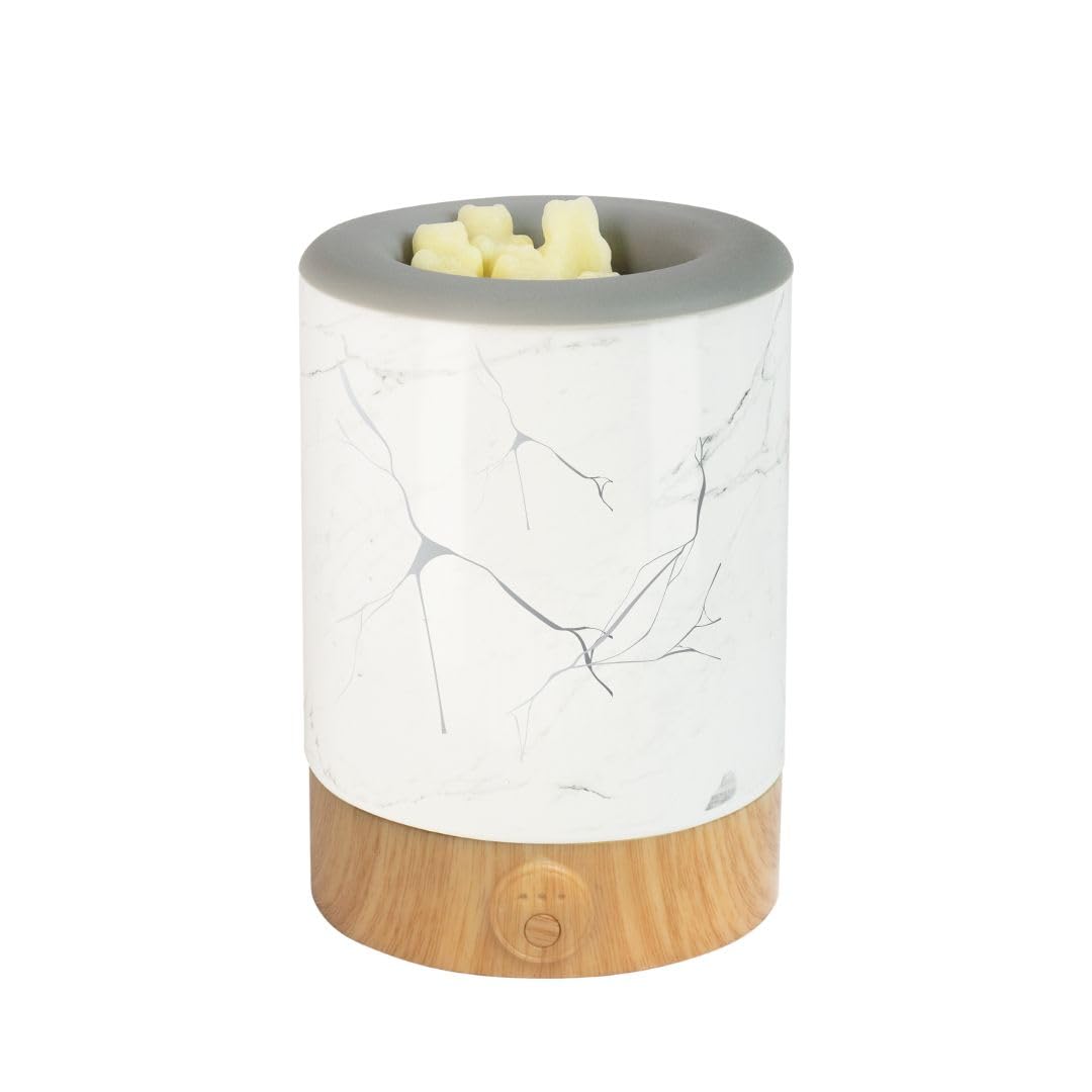 Happy Wax Marble Signature Wax Melt Warmer for Scented Wax Melts, Cubes & Tarts – Electric Wax Melter with Automatic Timer and No Scrape Silicone Dish for Easy Wax Removal