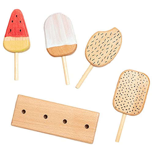 Brinquedos de sorvete de madeira, bastão de sorvete de faia infantil, simulação de sorvete seleção d