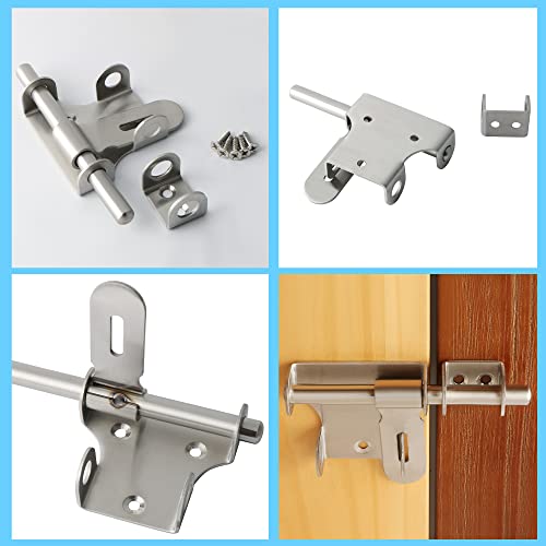 Mooche Sliding Bolt Gate Latch Heavy Duty 4.8 Inch Stainless Steel Barrel Bolt With Padlock Hole Safety Interior Door Latches Lock Brushed Finish #TOP3