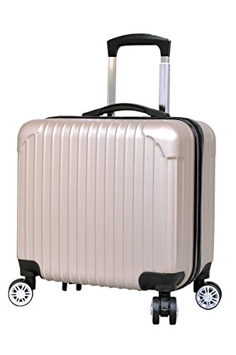Carry-on Suitcase [DJ002] Ultra-Lightweight 16-inch Four-Wheel ABS Carry case (Black) (Champagne)
