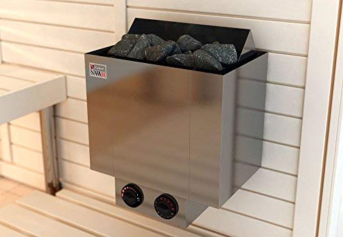 SAWO Nordex 2017 8,0 kW Calefactor eléctrica para sauna; con mandos de funcionamiento incorporados (NB modelo); Multi-Voltaje: ya sea monofásico 230V o trifásico 400V; Carcasa de acero inoxidable