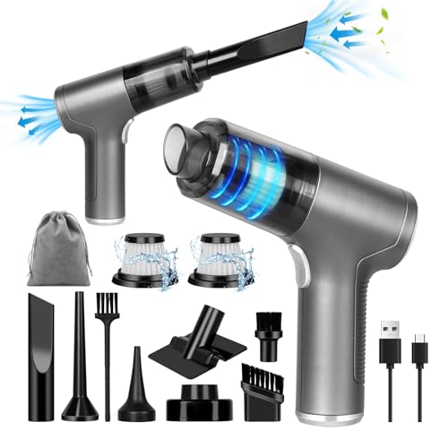 Suprbee Aspirador de Mano Potente 9000PA, Mini Aspiradora de Mano sin Cable, 3 in 1 Multifunción Aspirador Coche, 8 Boquillas Multifunción y 2 Filtros Lavable, Aspirador Ligera para Coche/Hogar