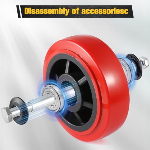 8 Inch Caster Wheel,Polyurethane Caster Set of 4 Load 5000 Lbs,Polyurethane Surface TPE Casters,Dual Ball Bearings,Heavy Duty Casters Replace,for Replace Flatbed Cart & Trolleys Wheels (4 Pack) by ZORVIO - Used condition - Image 3