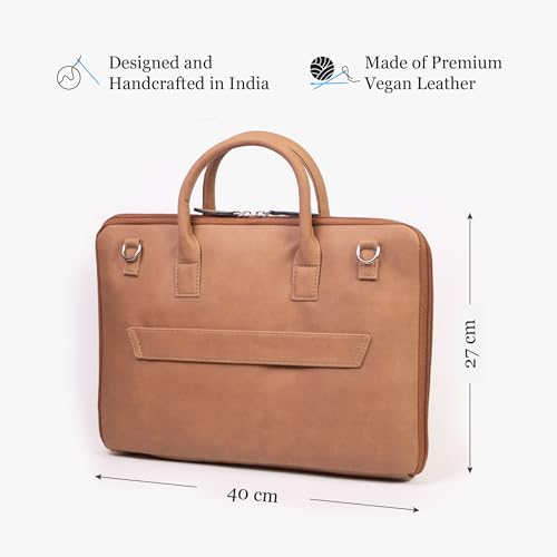 Image of Bellblock Sleek Messenger Laptop Bags For Men /Women Office Use | Travel Friendly With Luggage Strap | Office Bag For Man /Woman | Cotton Canvas | Olive Green (Upto 14 Inch)