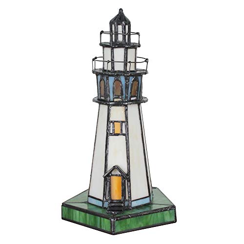 Tokira Vintage Tiffany Style Table Lamps, Stained Glass Small Table Lamps Tower Patterns, Handicraft Gift Bedroom Bedside Table Lamp Lamp for Living Room