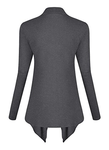 Urban Coco Women's Drape Front Open Cardigan Long Sleeve Irregular Hem (Xl, Grey) #TOP2