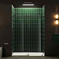 Woodbridge 56-60" W x 80" H Frameless Single Sliding Shower Door with Tempered Glass & Explosion Proof Film in Matte Black Finish