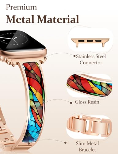 Bracelet Apple Watch fin doré réglable qui ne noircit pas la peau - 2