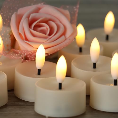 Image of Flameless LED Tealight Candles, Battery Operated Fake LED Lights Electric Flickering Tea Lights for Wedding Party Halloween Christmas Party Theme Party, Holiday Decor Home Decorations, Set of 50