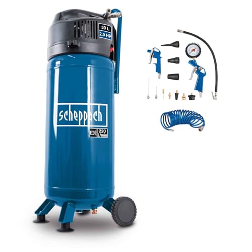Scheppach Compresseur vertical portatif HC51V – Moteur puissant 1500 W – Sans huile – Cuve de...