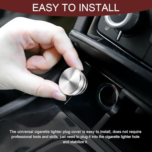 Image of Car Cigarette Lighter Plug Cover, Cigarette Lighter Covers, Aluminum Plugs Cover Car Decoration, Waterproof Dustproof Cigarette Lighter Socket Cap for SUV Truck with 12V Power Source (Silver)
