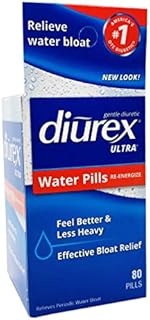 Diurex Ultra Re-Energizing Water Pills - Relieve Water Bloat - Feel Better & Less Heavy - 80 Count