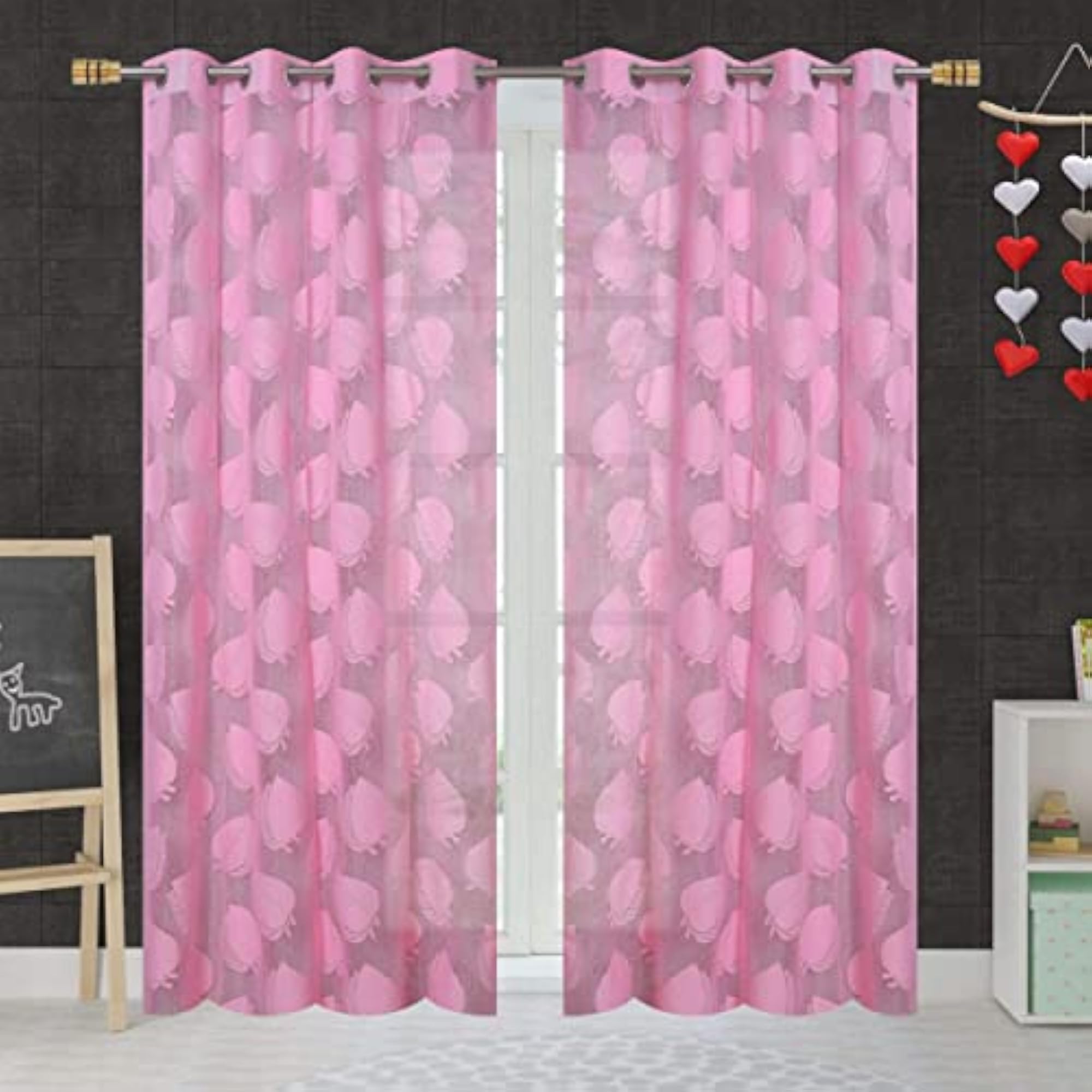 Transparent Sheer Leaf Net Curtains for Long Door