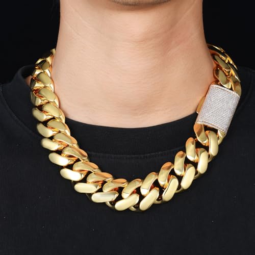Brass Cuban Link Chain for Men,14K 18K Real Gold Plated Mens Chunky Miami Cuban Chains,10mm 12mm 14mm 16mm 18mm 20mm 22mm,7in 8in 9in Bracelet,16in 18in 20in 22in 24in Necklace3