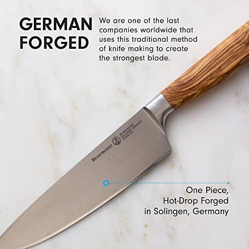 Messermeister Oliva Elite Stealth 8” Chef’s Knife - Fine German Steel Alloy Blade & Natural Mediterranean Olive Wood Handle - Rust Resistant & Easy to Maintain - Thumbnail 2