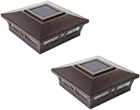 Misc 6x6 Brown Aluminum Solar Post Cap (Set of 2) Glass Dusk to Dawn Lights Energy Efficient