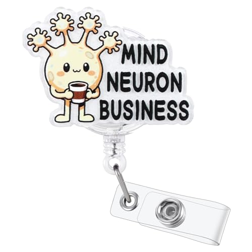 Mind Neuron Business Funny Brain Anatomy Nurse Badge Reel, Cute Neurology​ Retractable ID Badge Holder, Name Tag Medical Badge Clip for RN Neuro ICU Nurse Nursing Student Neurologist Doctor Workers