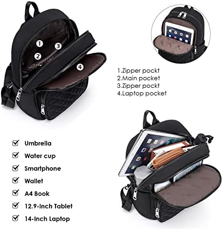 Travistar Backpack Womens Fashion Lightweight Ladies Backpack Nylon Casual Anti-Theft Shoulder School Bag Small Backpack Purse for Women Girls (New Black)