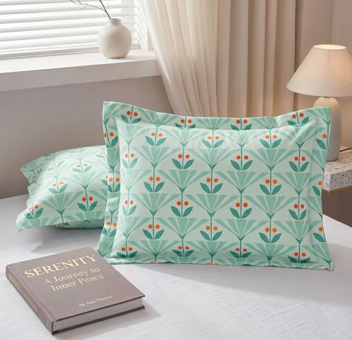 Image of VAS COLLECTIONS Cotton Pillow Cover Set of 2 (17x27 Inches) | Ultra Soft Breathable Pillow Cases for Bed | Skin Friendly, Fade Resistant & Comfortable Pillow Covers for Bedroom Decor (Leaf Green)