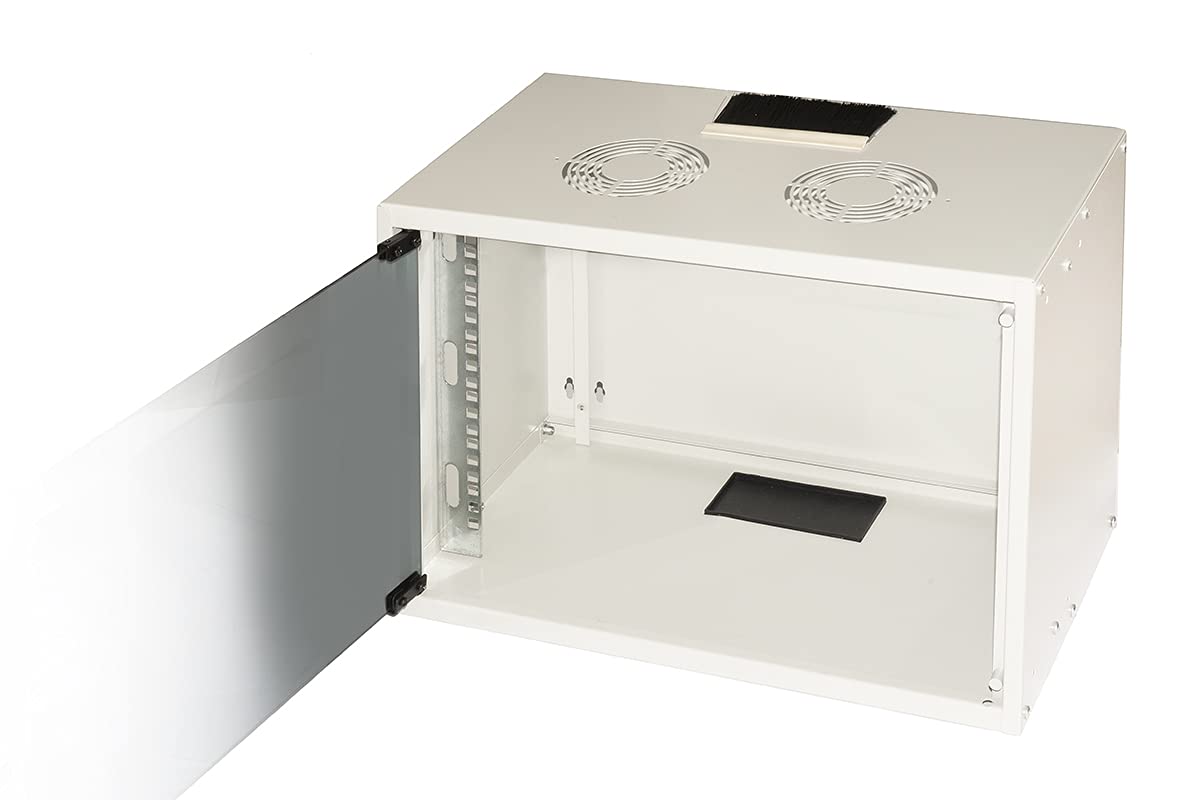 Link LK1907U30E - Armario para Rack de 19 Pulgadas, 6 Unidades de Pared para Redes (A) 370 x (L) 540 x (P) 300 mm, Gris, Puerta de Cristal