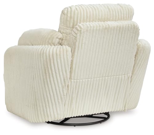 Signature Design by Ashley Tie-Breaker Contemporary Manual Press-Back Swivel Glider Rocker Recliner with 2 Bolster Pillows and Hidden Storage, White - Image 6