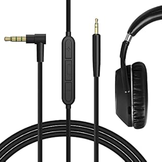 Geekria QuickFit Audio Cable with Mic Compatible with Sennheiser Momentum 4, PXC 550, PXC 550 II Cable, 2.5mm Aux Replacement Stereo Cord with Inline Microphone and Volume Control (4 ft / 1.2 m)