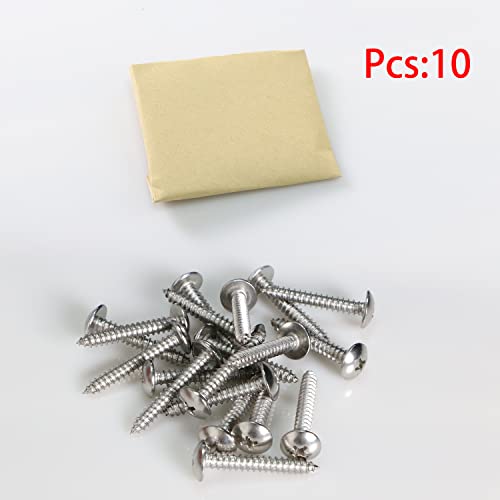 Ohamtes 10PCS #10 x 1-1/4"(ST4.8 * 32mm) Stainless Steel Cross Recessed Round Head Self-Tapping Screws Improved Truss Head Wood Screws Large Pan Head Screws - Image 3