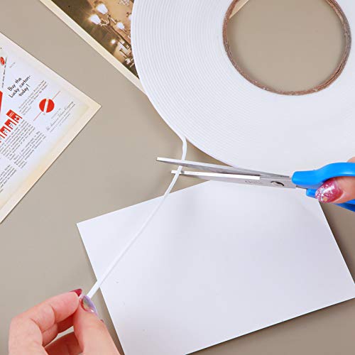 Image of Tatuo 2 Rolls Double Sided Foam Tape 1 /8 Inch by 50 Feet White PE Foam Tape Sponge Soft Mounting Adhesive for DIY Craft Picture Poster Hanging