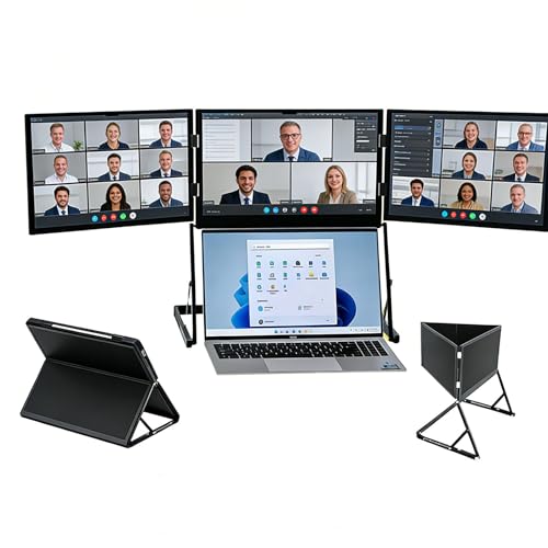 Image of 15.6 Pro Max 3 Screen Monitor with 1080p FHD IPS Display, 15.6 inch Portable Triple Monitor for Laptop, Pro Max Monitors with 360 Rotation Adjustable Viewing Angles