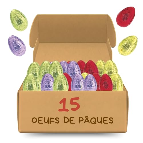 Rohan - 15 Œufs au Chocolat au Lait Or de Pâques Rohan x18gr– Carton de 15 pièces | Chocolat Premium | Idéal pour Chasse aux Œufs & Cadeaux de Fête -...