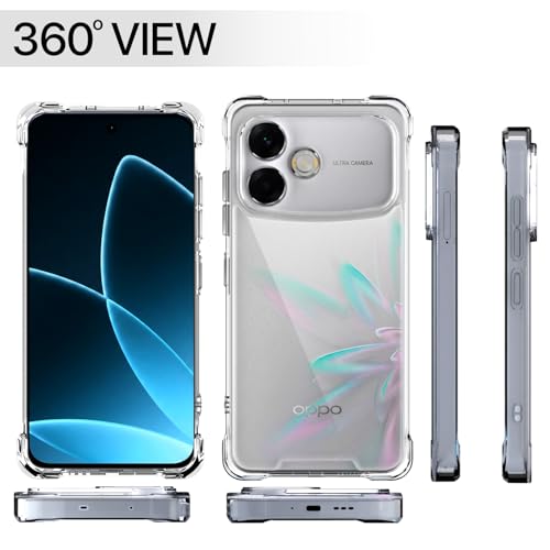Image of Pikkme Back Cover for Oppo F33 Pro 5G PC + TPU Clear Transparent Raised Edges Shockproof Protective Phone Bumper Case(Transparent)