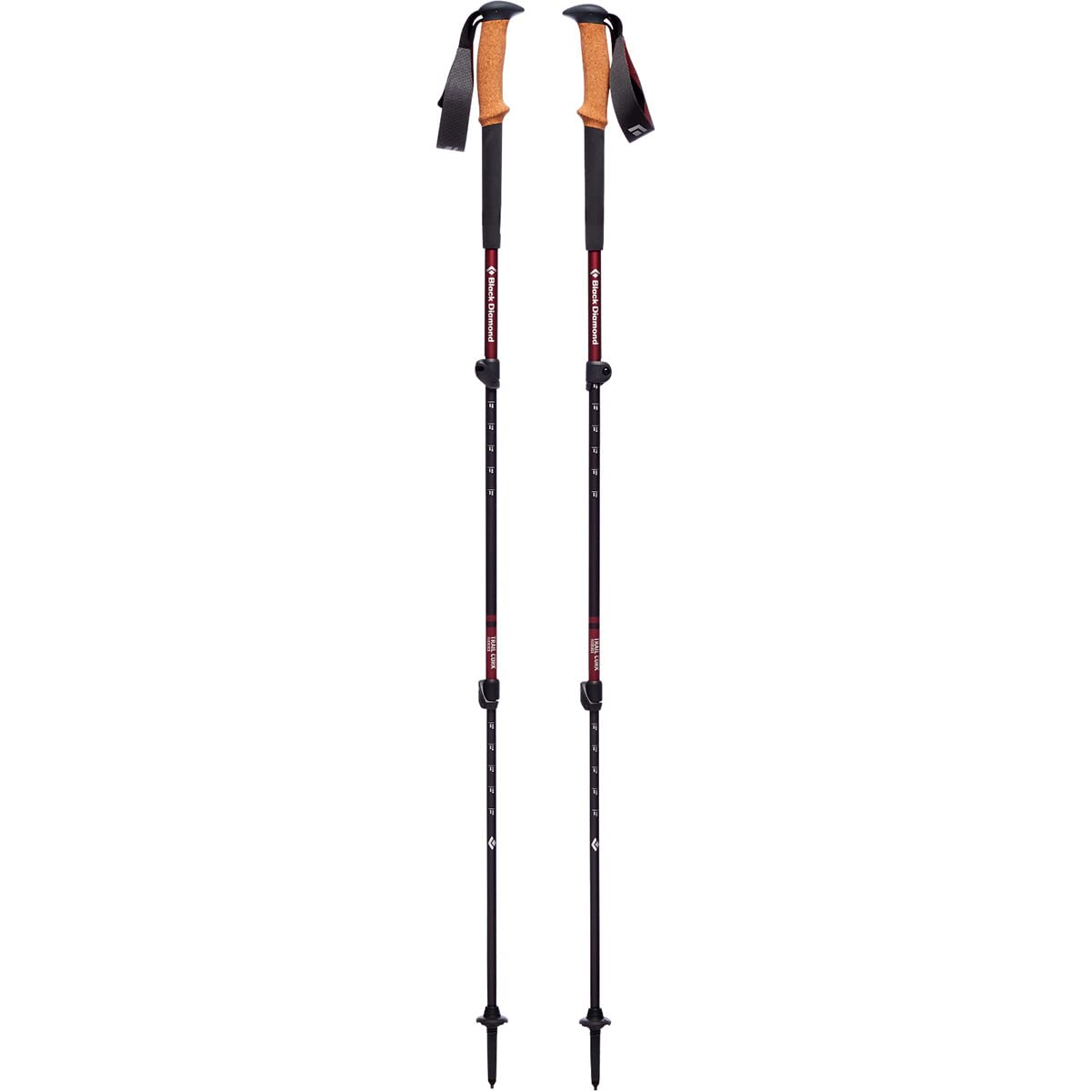 BLACK DIAMOND Womens Trail Cork Trekking Poles, Pair of 2 Lightweight Collapsible Aluminum Hiking Sticks with Cork Grips for Backpacking, Walking, Camping, Mountaineering, Cherrywood