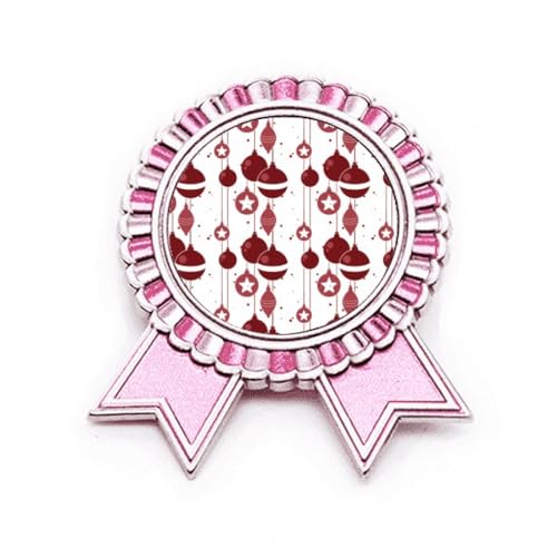 Broche rouge et blanche de Noël Rose motif festif métal taille M bijou de vêtement