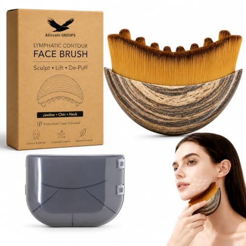 Image of ALINCOLN Lymphatic Contour Face Brush | Gua Sha for Face, De-Puffing, Jawline Shaper & Skin Firming | Soft Bristle Lymphatic Drainage Massager and Face Massage Tool for Daily Skincare