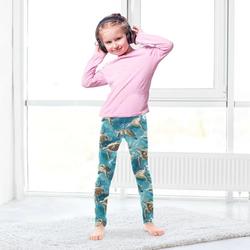 Sea Turtles Girls' Leggings Toddler Doodles Funny Kids Yoga Pants Dance Active Tights 4T4
