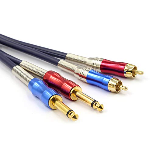 Disino Dual 1/4 Inch Ts To Dual Rca Stereo Audio Interconnect Cable Patch Cable Cords -3.3 Ft #TOP2