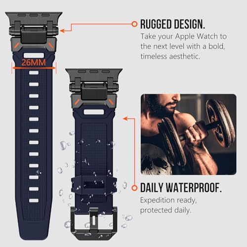 Image of KADES Rugged TPU Sport Band for Apple Watch Ultra 3 /2 /1 49mm, Metal Connectors for Apple Watch Series 11 /10 /SE3 46mm Series 9 /8 /SE2 /7 /6 /SE /5 /4 /3 /2 /1 45mm /44mm /42mm