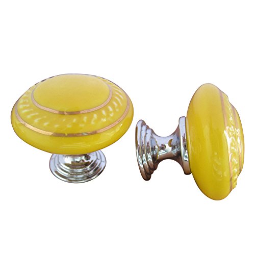 Tangpan35mm Retro de cerámica pomos del armario del tirador, Amarillo Cover