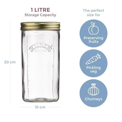 Image of Kilner Premium 2 x 1 Litre Glass Borosilicate Wide Mouth Preserve Jar | Reusable, Eco-Friendly Food Storage Container for Preserving and Storing