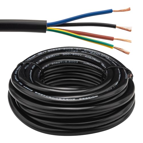 18 AWG 4 Conductor RVV Cable 16.4ft Flexible PVC Jacket Stranded Copper Wire for Electrical Equipment Trailer Lights Home Automation (5M/16.4ft)
