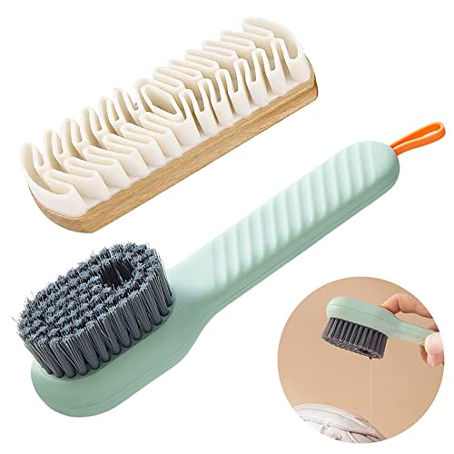 Set di Spazzole per Scarpe Scamosciata da 2, Multifunzionale Spazzola per Scarpe con Setole Morbide con Scatola per Liquidi, Spazzola Camoscio per La Pulizia e La Cura di pelli, Nabuk o Velluto