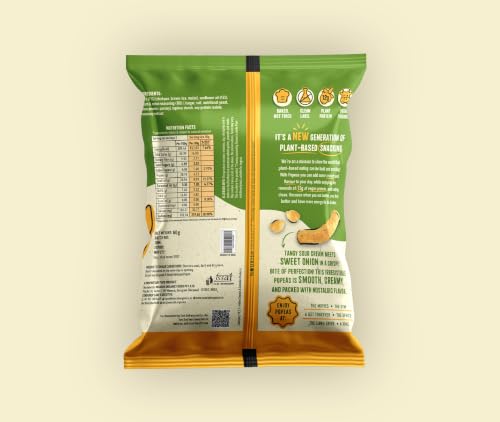 Image of Nourish Organics Protein Puffs | Cream & Onion | Pack of 4 (60g x 4) | 12g Plant Protein Per Pack | Baked Chickpea Snack | 100% Veg | Gluten-Free | No Cholesterol | No Trans-Fat | High Protein Healthy Snack | 240g Total