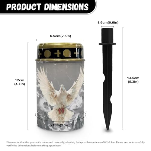 Image of Peace Dove Cemetery Solar Lights Water Resistant LED Flameless Candle Grave Lights Solar Powered Grave Decor Memorial Gift Outdoor Garden Decor Light for Prayer 2 Pcs