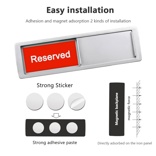 Image of Available Reserved Privacy Door Sign,Vacant Occupied Sign for Home Office Restroom Conference Hotels Hospital, Slider Door Indicator Tells Whether Room Vacant or Occupied, 7'' x 2'' - Silver