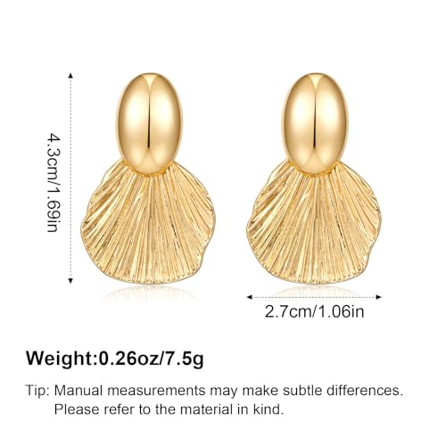 Aretes Clip-On Chapados en Oro con Diseño Concha miniatura 5
