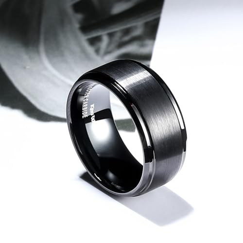 Image of King Will Basic 10mm Tungsten Carbide Ring for Men Matte Polished Engagement Band Comfort Fit